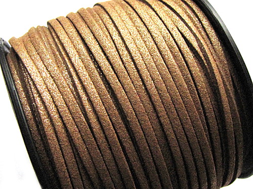 Veloursband, Wildleder-Imitat, gold-bronze met., 3x1,5mm, 1m